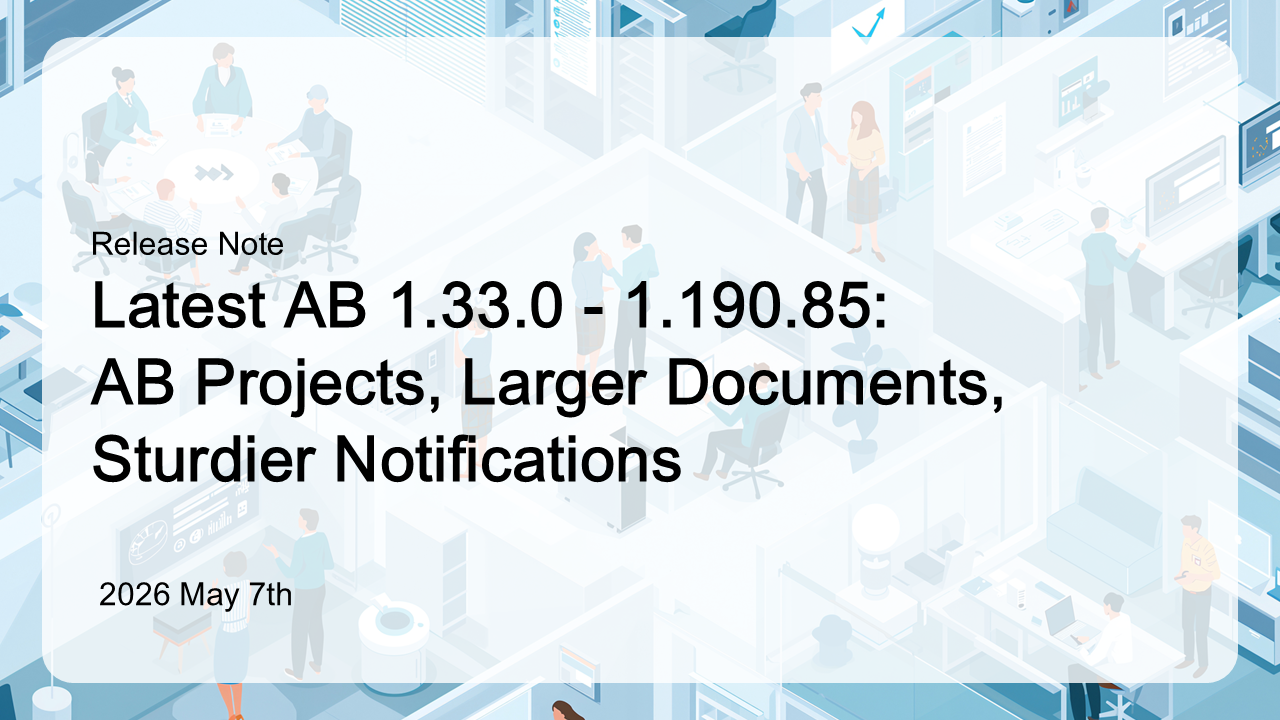 Version 1.190.85: AB Projects, Larger Documents, Sturdier Notifications