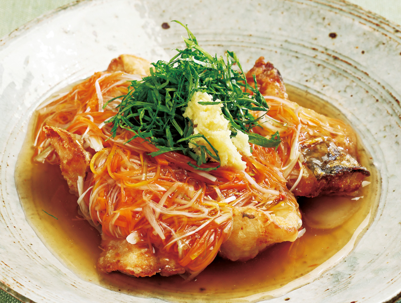 魚の唐揚げメープルあんかけ