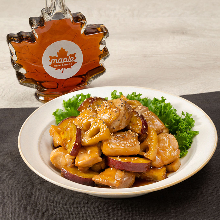 鶏肉と根菜のメープル炒め